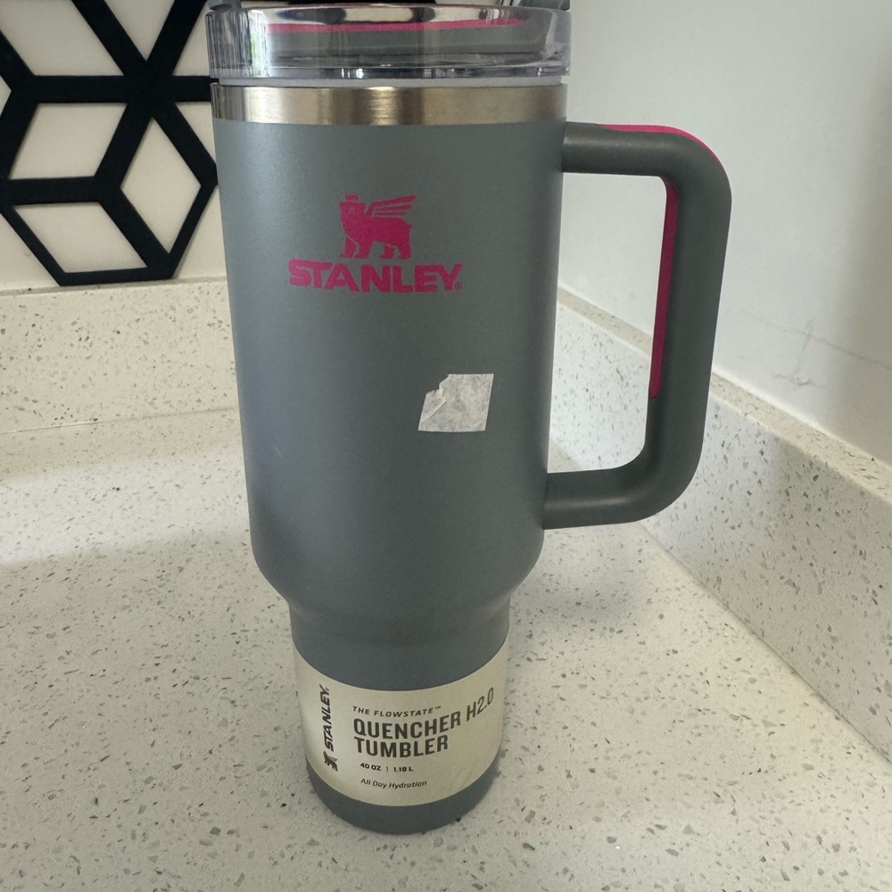 Stanley Gray Tumbler with Pink Handle